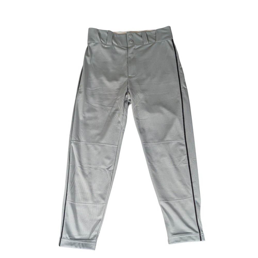 Dirty Mids Kids Grey Baseball Pants Black Side Piping Double Knee MD